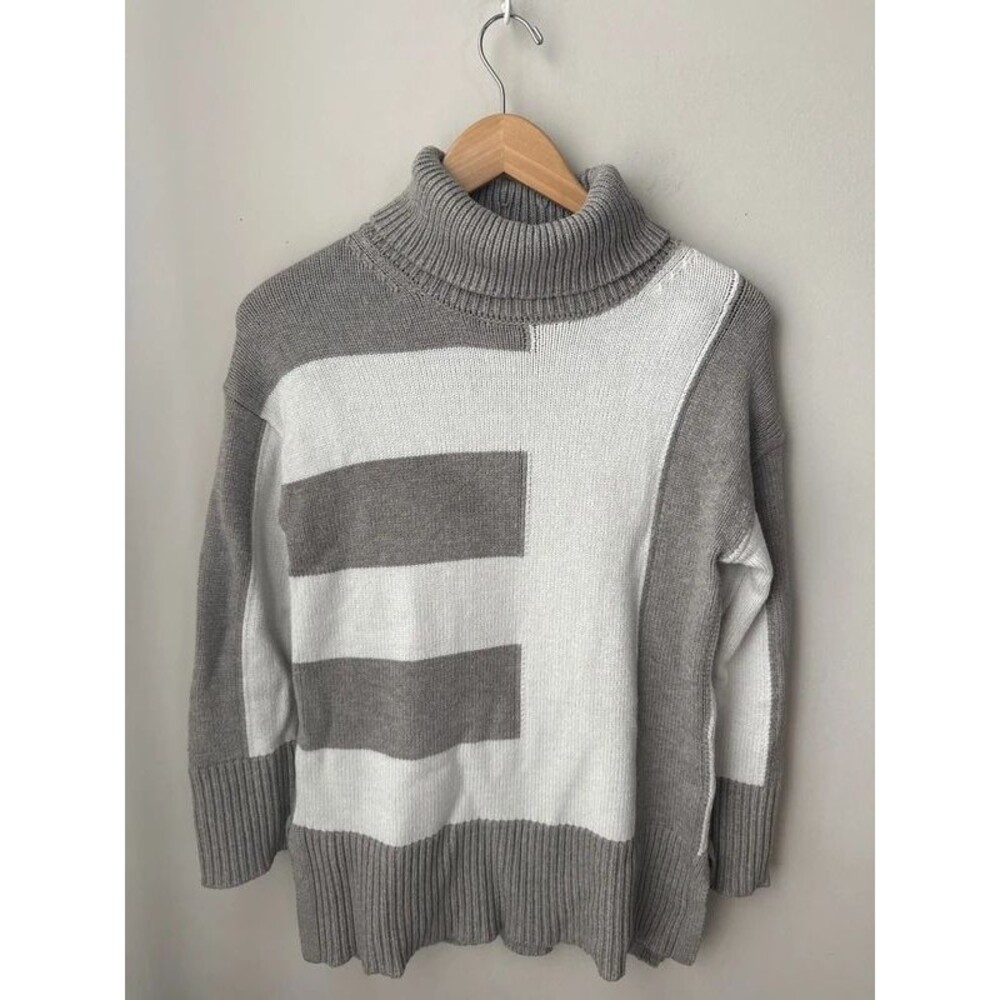 Industry Gray Ivory Colorblock Turtleneck Sweater XS